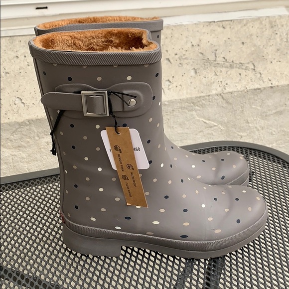 NWT Chooka Mid Calf Delridge Dot Rain Boot - Picture 2 of 5
